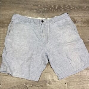 J.Crew Shorts Men's 36 Linen Blend Striped Blue White 9 Inch Inseam